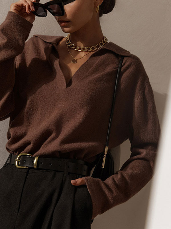 Isla Wool-Blend Relaxed Fit Collared Sweater