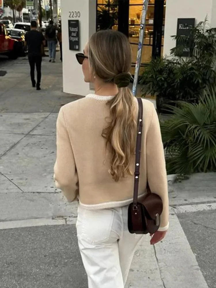 Isla Wool-Blend Boxy-Fit Tweed Jacket | Contrast-Trim Button-Front Jacket