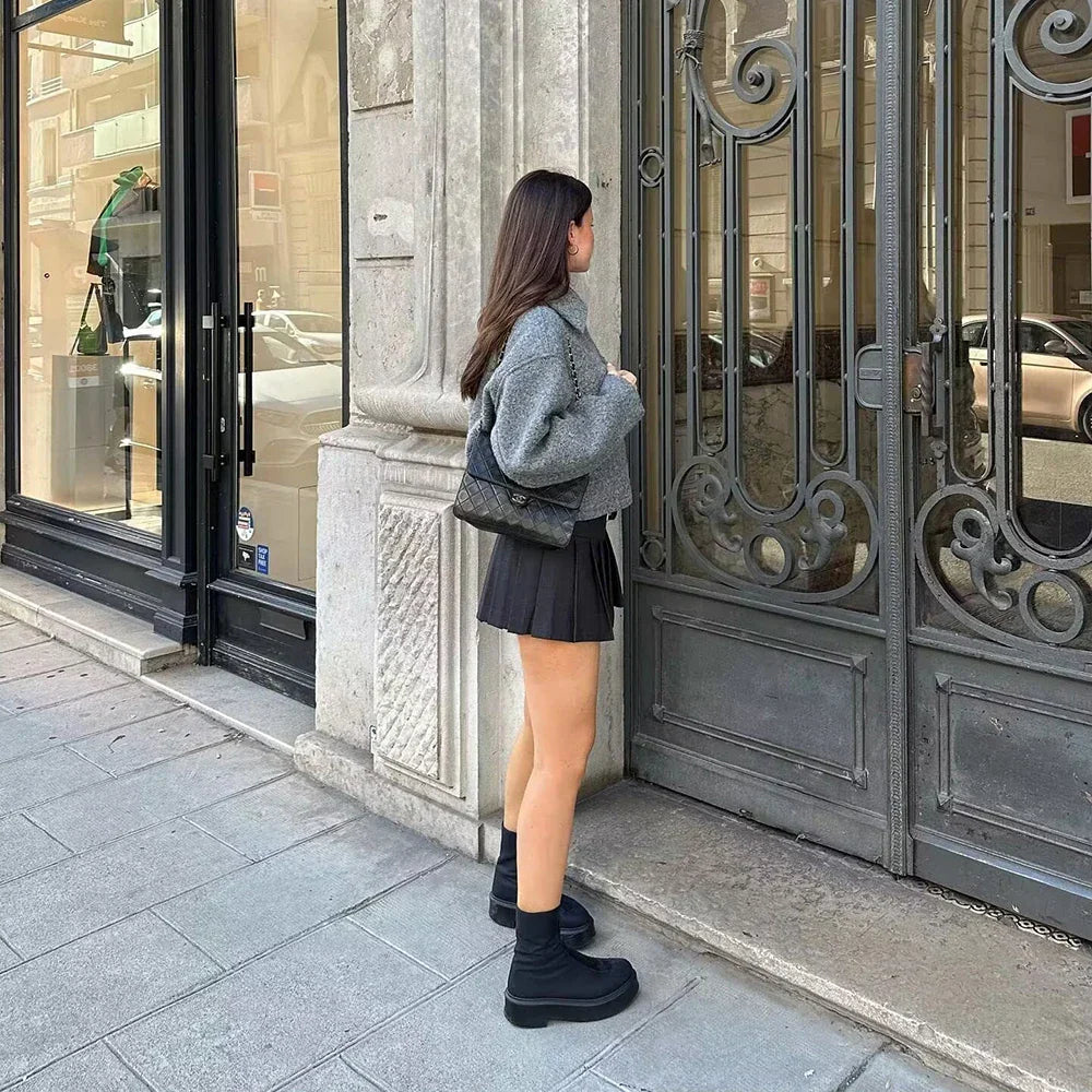 Emily Wool-Blend Relaxed-Fit Cropped Jacket | Collared Zip Front Cropped Jacket