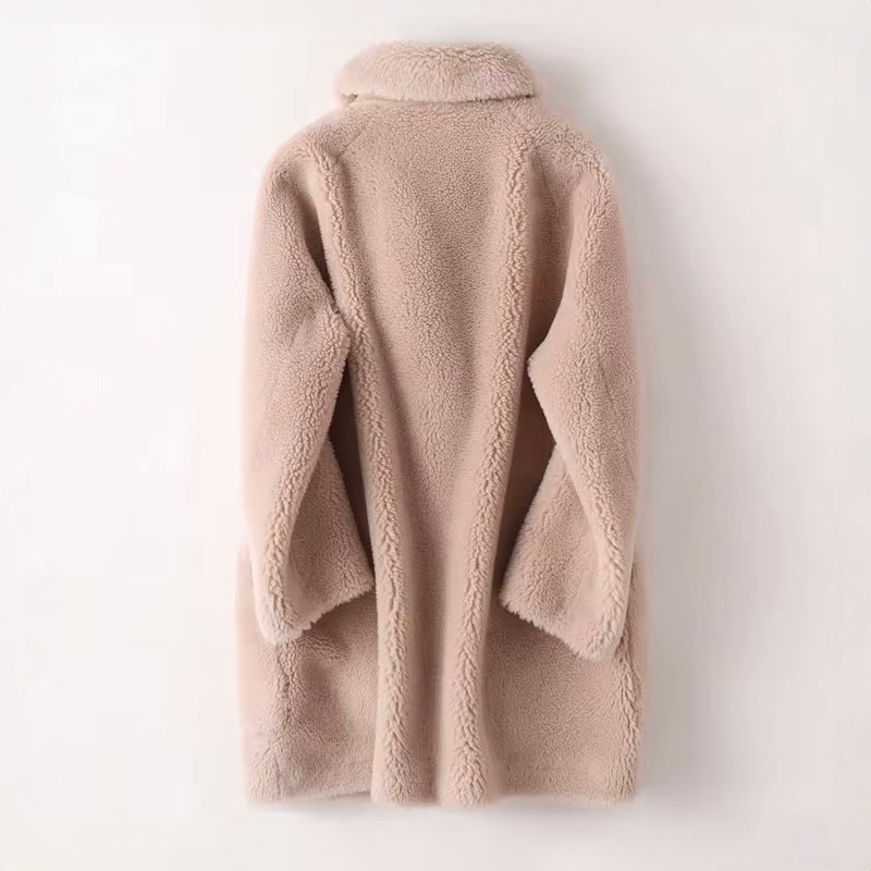Sofia Wool-Blend Oversized Shearling Coat