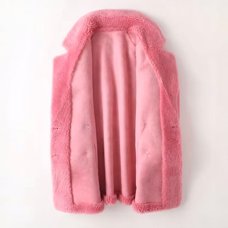 Sofia Wool-Blend Oversized Shearling Coat