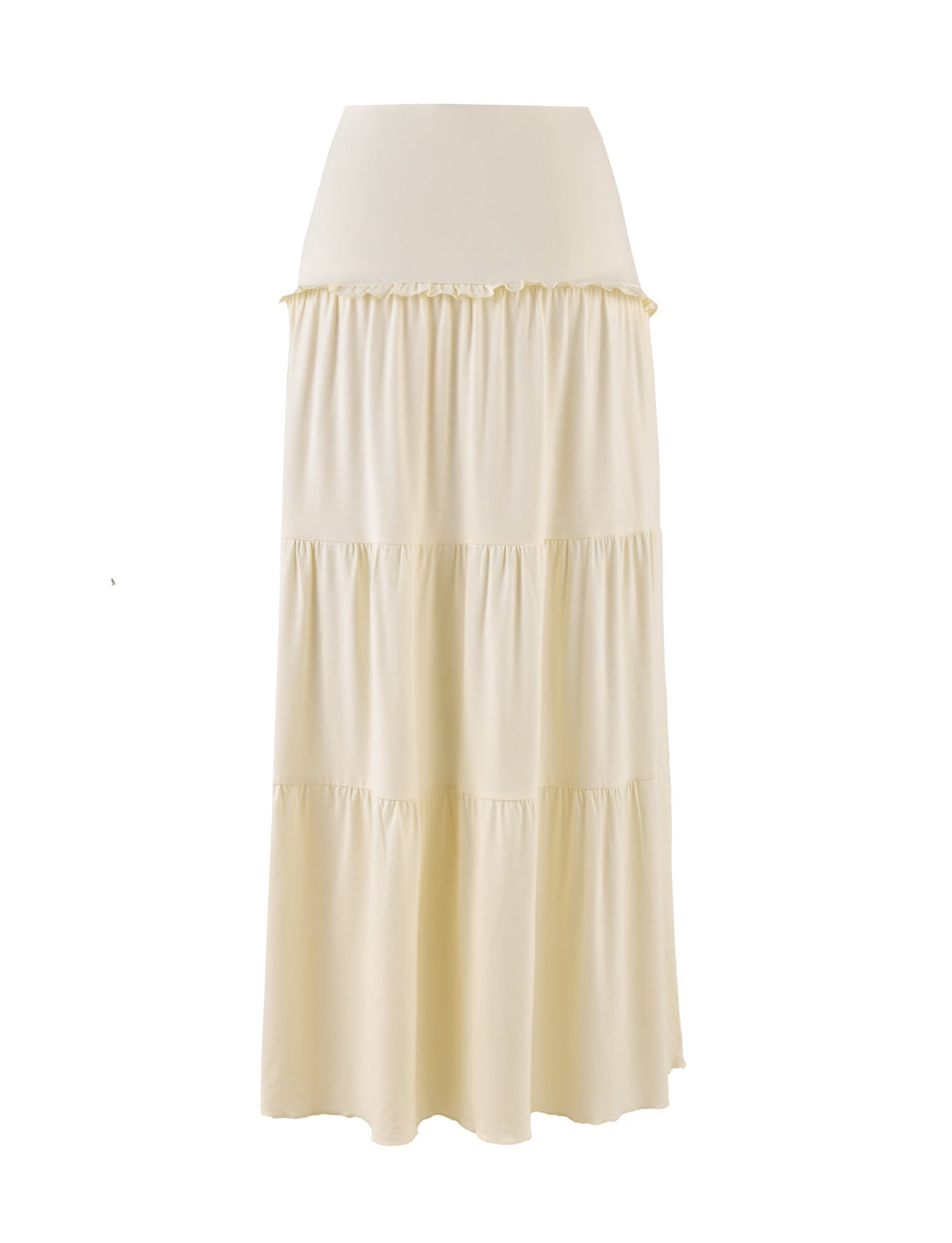 Beige tiered skirt on a white background