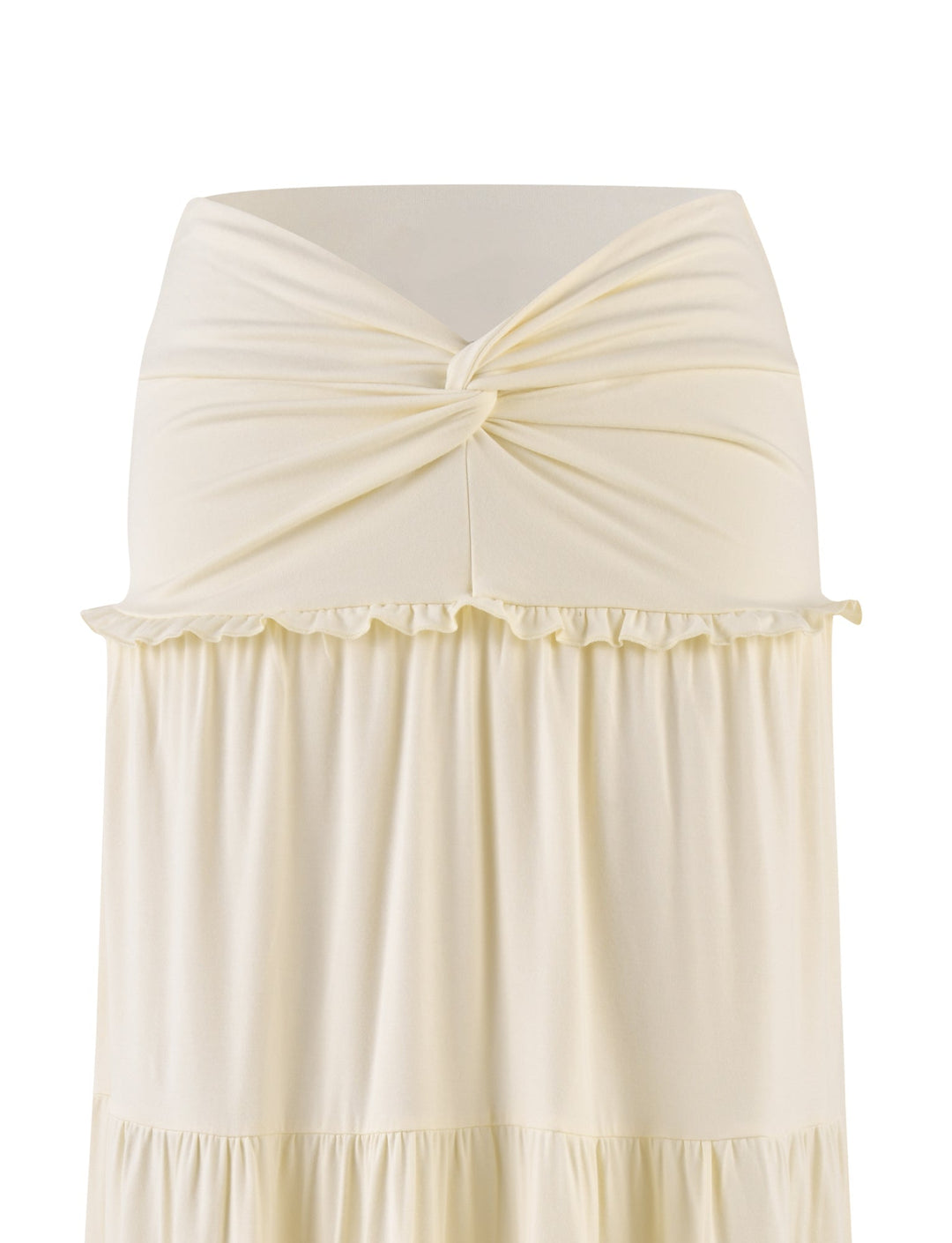 Cream-colored dress with a tied waist on a white background