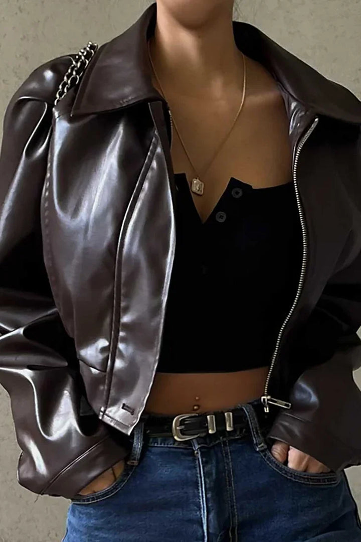 Ginevra Cropped Jacket | Relaxed Fit Collared Jacket - Serena Studio