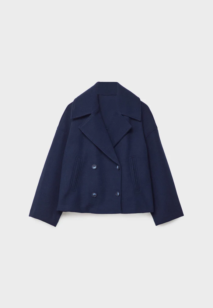 Lily Wool-Blend Double-Breasted Peacoat | Collared Cropped Peacoat