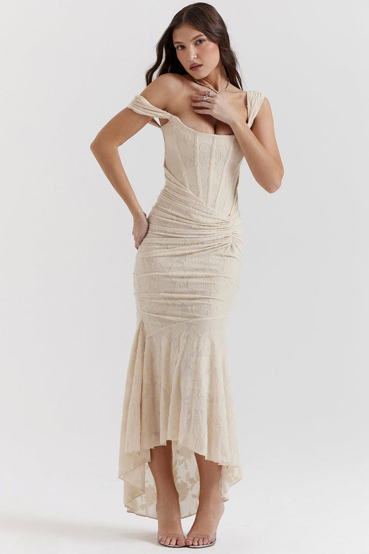 ELARA | TEXTURED LACE GOWN
