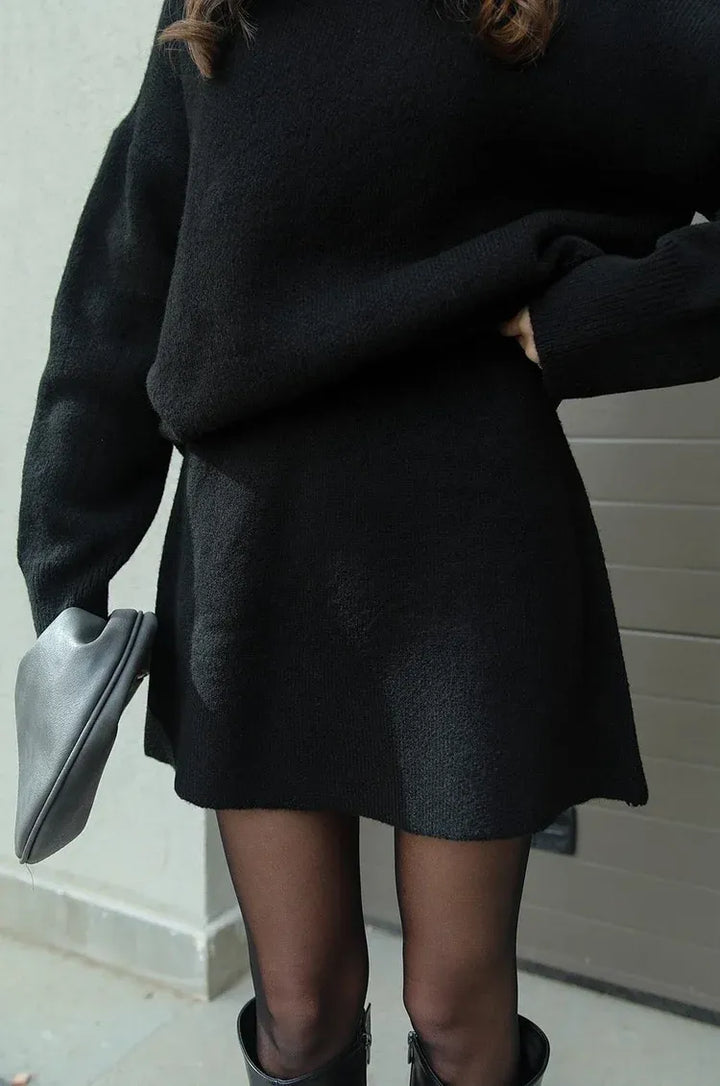 Isla Wool-Blend Crewneck Sweater And A-Line Mini Skirt Two-Piece Set