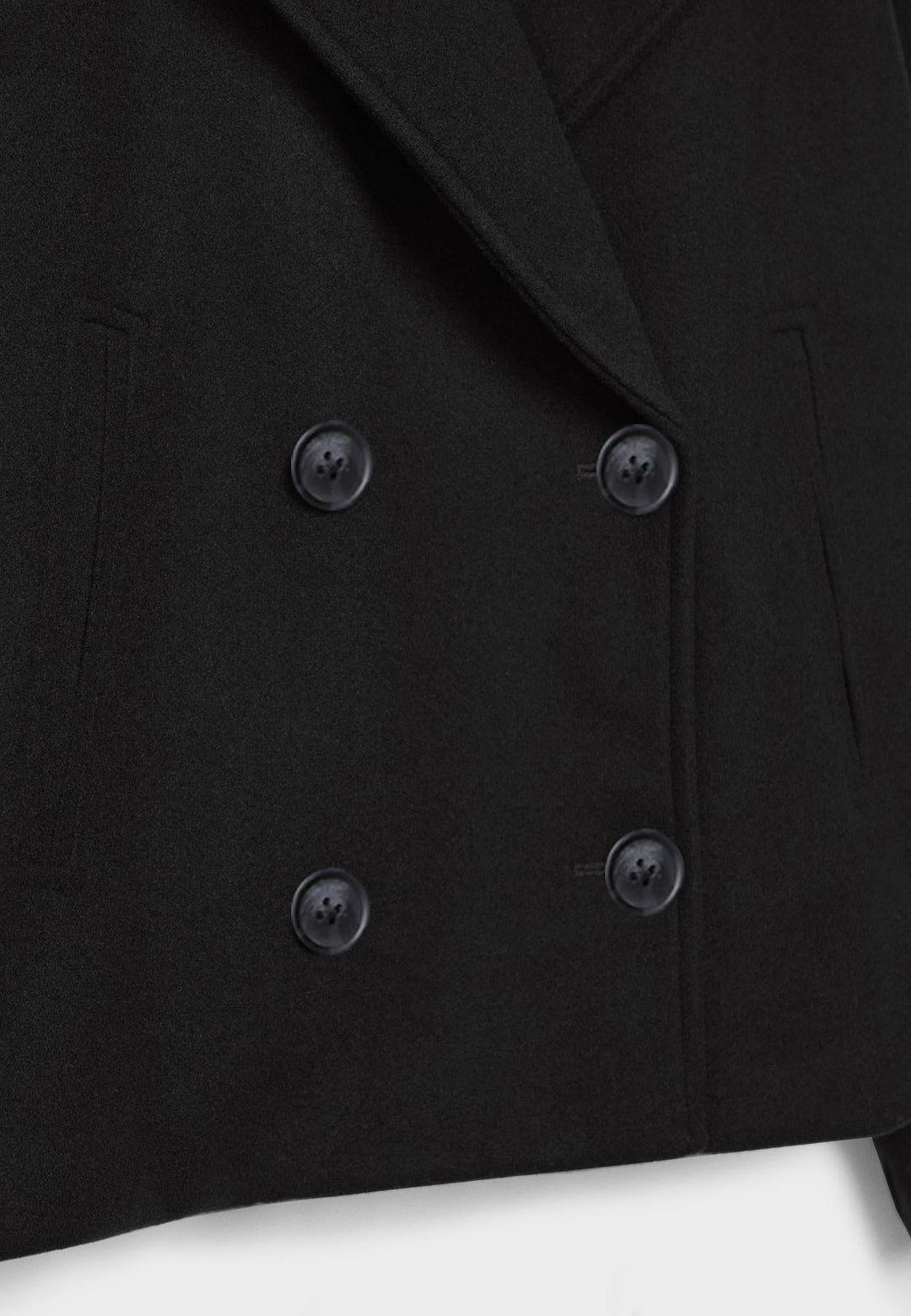 Lily Wool-Blend Double-Breasted Peacoat | Collared Cropped Peacoat