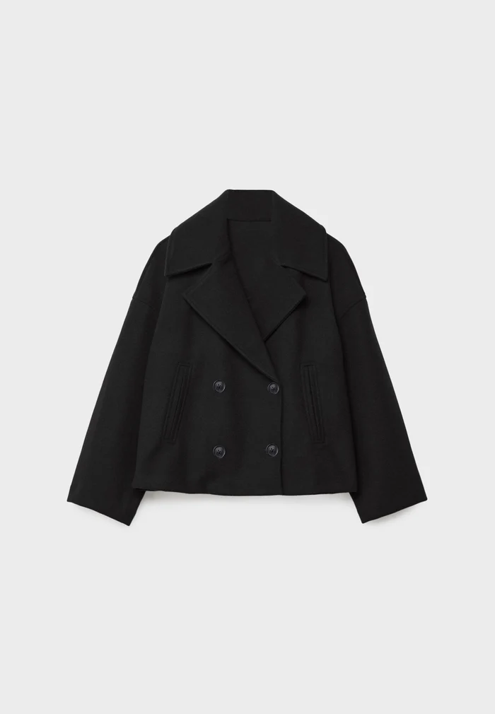 Lily Wool-Blend Double-Breasted Peacoat | Collared Cropped Peacoat